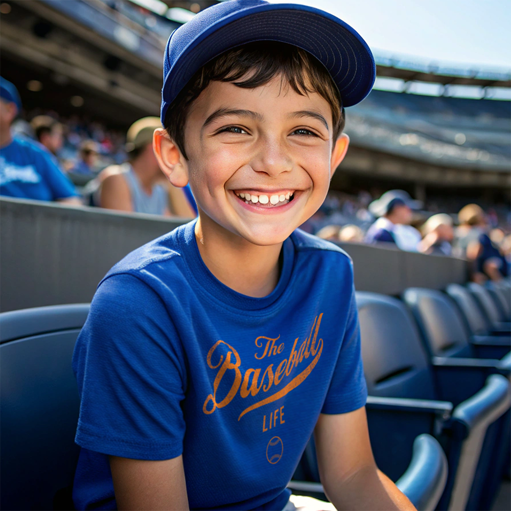 Youth The Baseball Life Classic Script T-Shirt_Orange Print