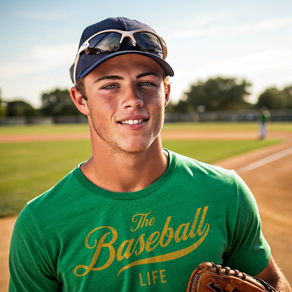 The Baseball Life Classic Script T-Shirt_Yellow Gold Print