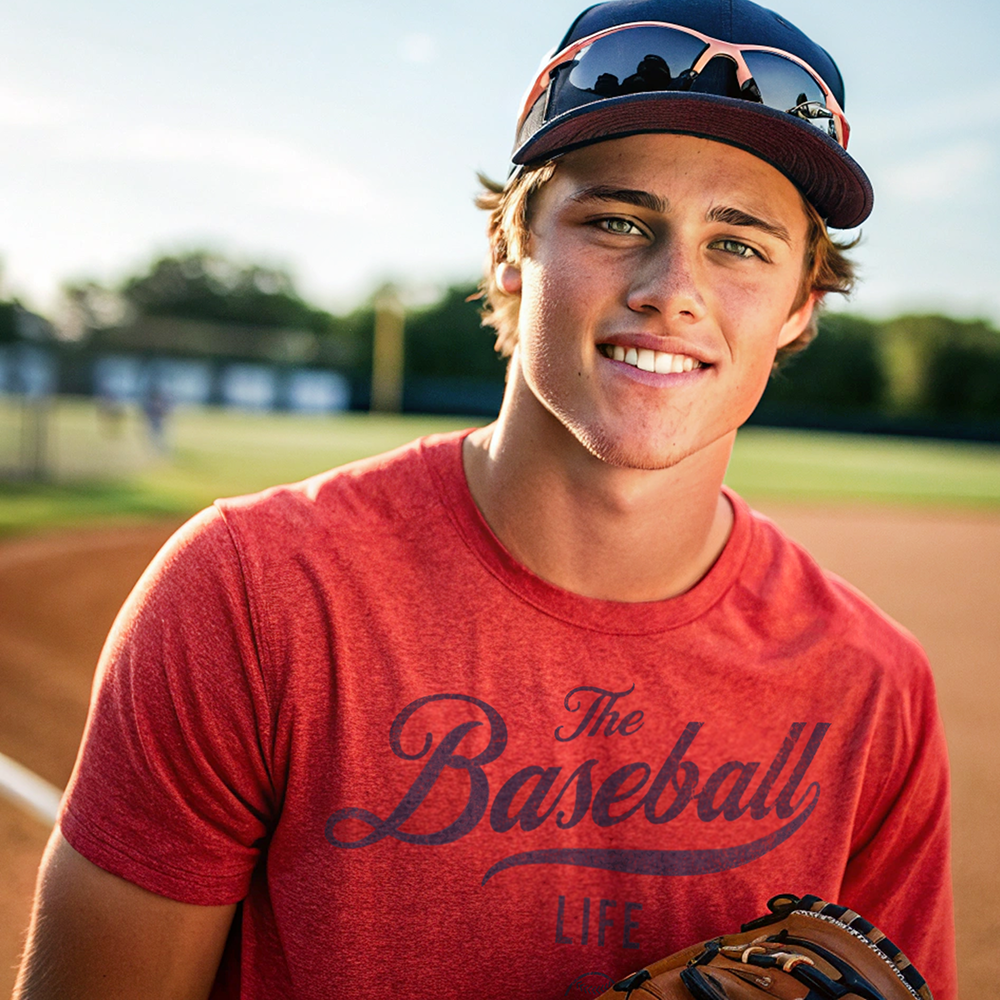 The Baseball Life Classic Script T-Shirt_Navy Print
