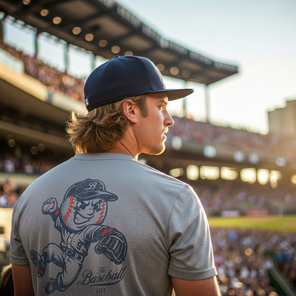 Mr. Baseball Mascot Leaping Throw T-Shirt
