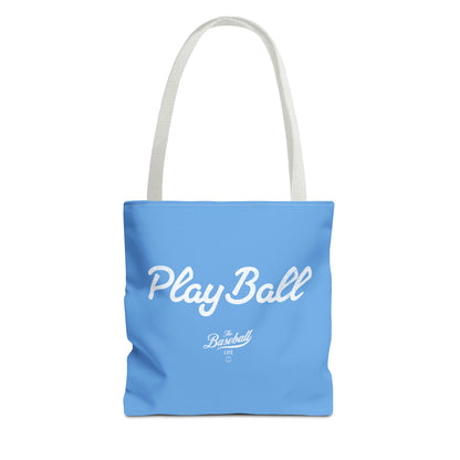 Play Ball Tote Bag_Carolina Blue with White Print