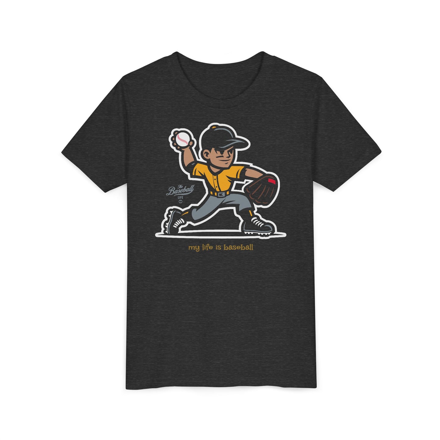 Youth Baseball T-Shirt_My Life is Baseball (Yellow Gold)