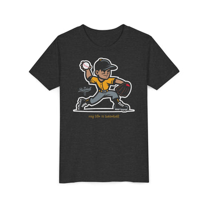 Youth Baseball T-Shirt_My Life is Baseball (Yellow Gold)