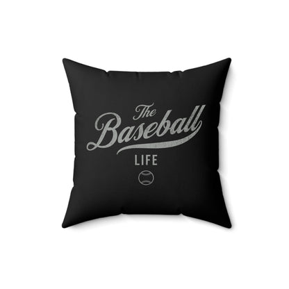 The Baseball Life Accent Pillow_Black w Silver Gray Print