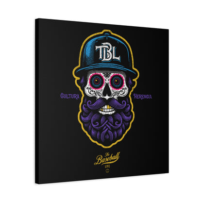 Beisbol Sugar Skull Series_Player 2  Wall Art Canvas_Black