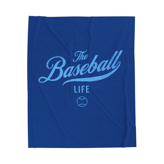 Velveteen Plush Blanket_Royal Blue with Carolina Blue Print