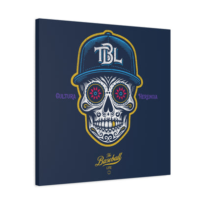 Beisbol Sugar Skull Series_Player 1  Wall Art Canvas_Navy