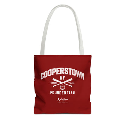 Cooperstown, NY Tote Bag_Maroon w White Print