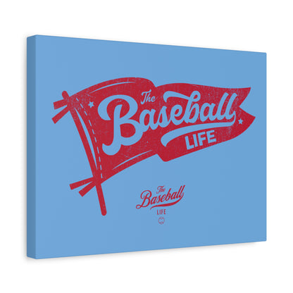 Classic Pennant Wall Art Canvas_Red Print on Carolina Blue