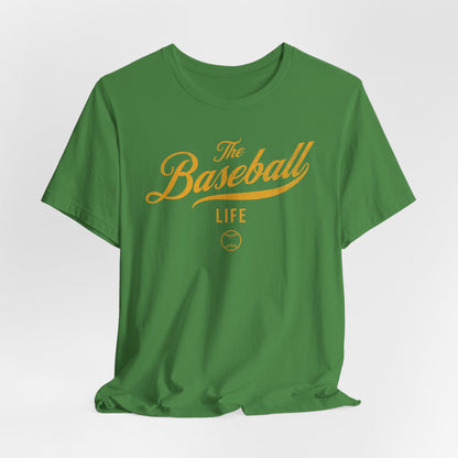 The Baseball Life Classic Script T-Shirt_Yellow Gold Print