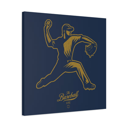 Pitcher Icon Wall Art Canvas_Navy