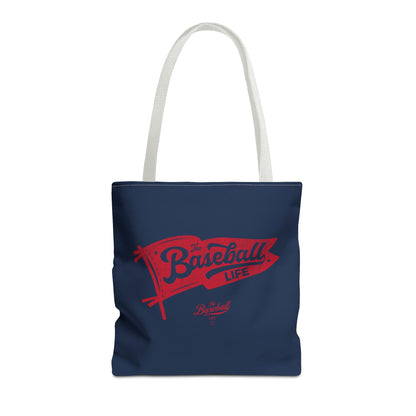 Vintage Pennant Tote Bag_Red Print on Navy