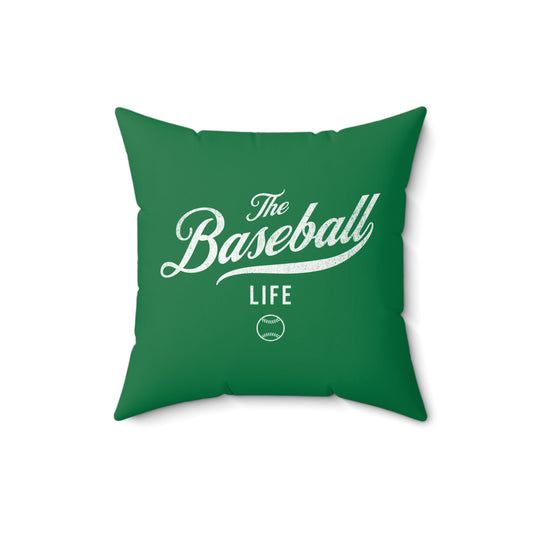The Baseball Life Accent Pillow_Green w White Print
