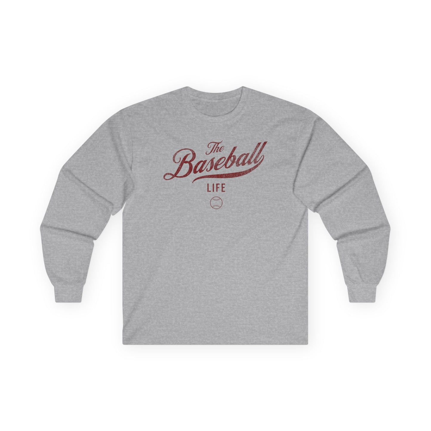 The Baseball Life Long Sleeve T-Shirt_Maroon Print