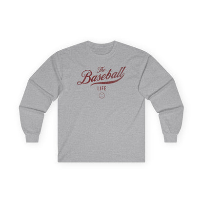 The Baseball Life Long Sleeve T-Shirt_Maroon Print
