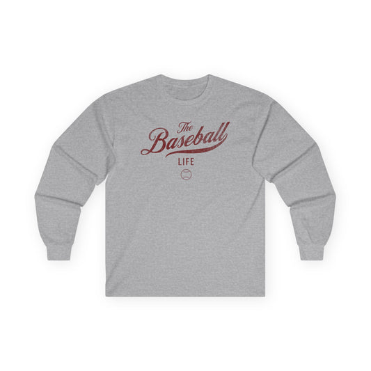 The Baseball Life Long Sleeve T-Shirt_Maroon Print