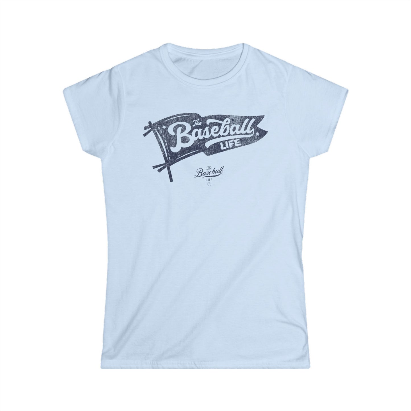 Women's Vintage Baseball Pennant T-Shirt - Navy Print