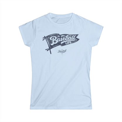 Women's Vintage Baseball Pennant T-Shirt - Navy Print