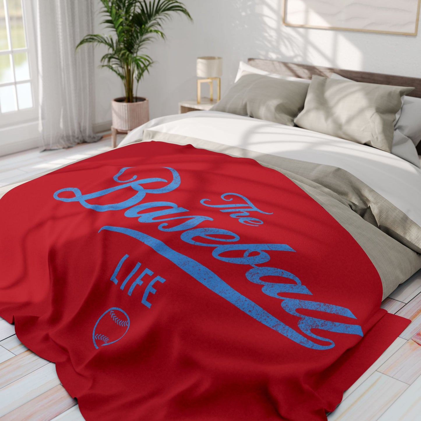 Fleece Blanket_Red w Carolina Blue Print