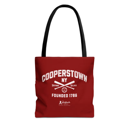 Cooperstown, NY Tote Bag_Maroon w White Print