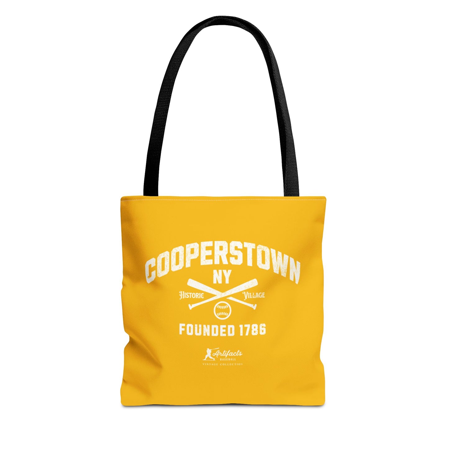 Cooperstown, NY Tote Bag_Yellow Gold w White Print