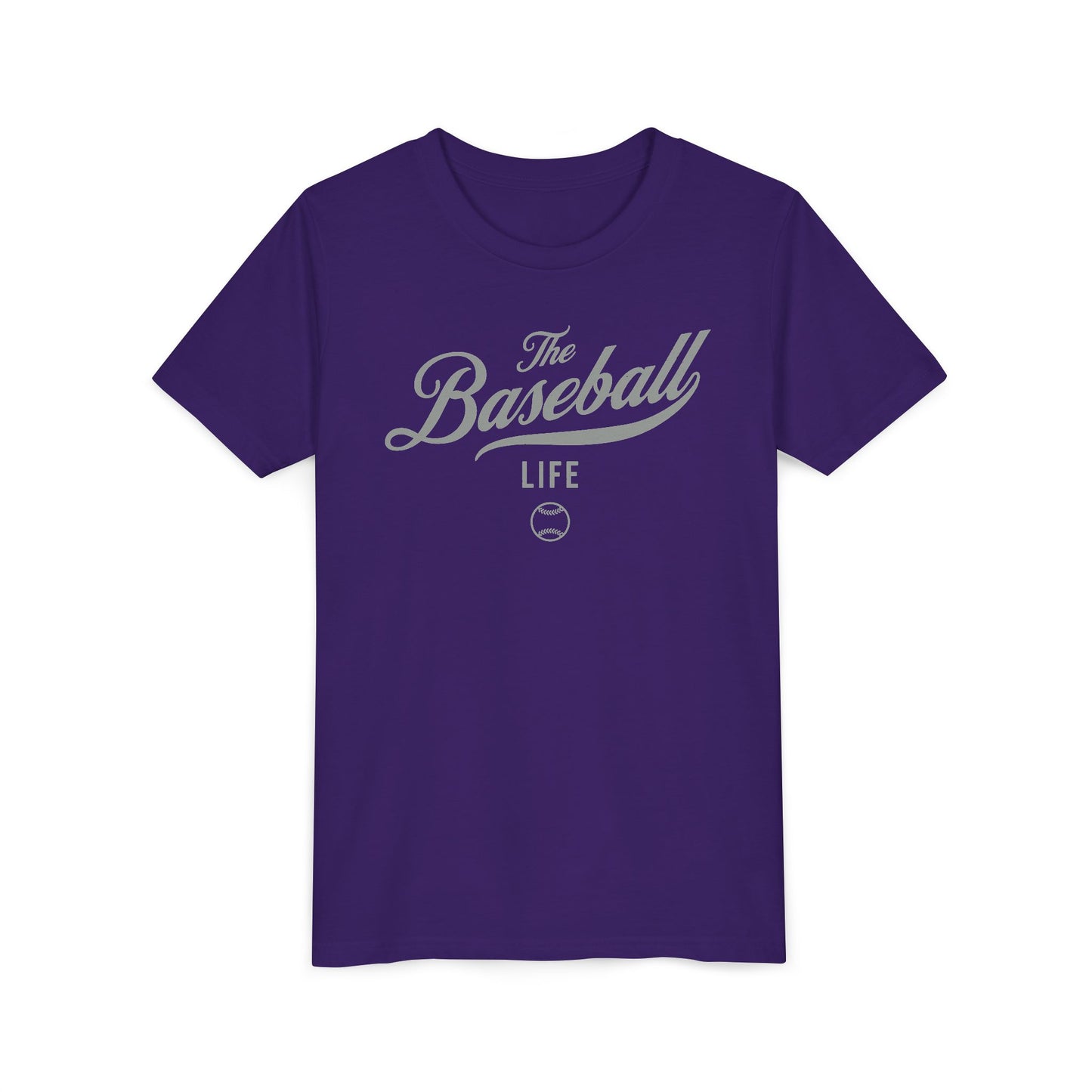 Youth The Baseball Life Classic Script T-Shirt_Silver Gray Print