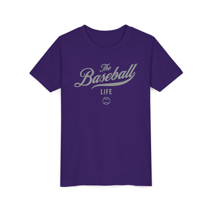 Youth The Baseball Life Classic Script T-Shirt_Silver Gray Print