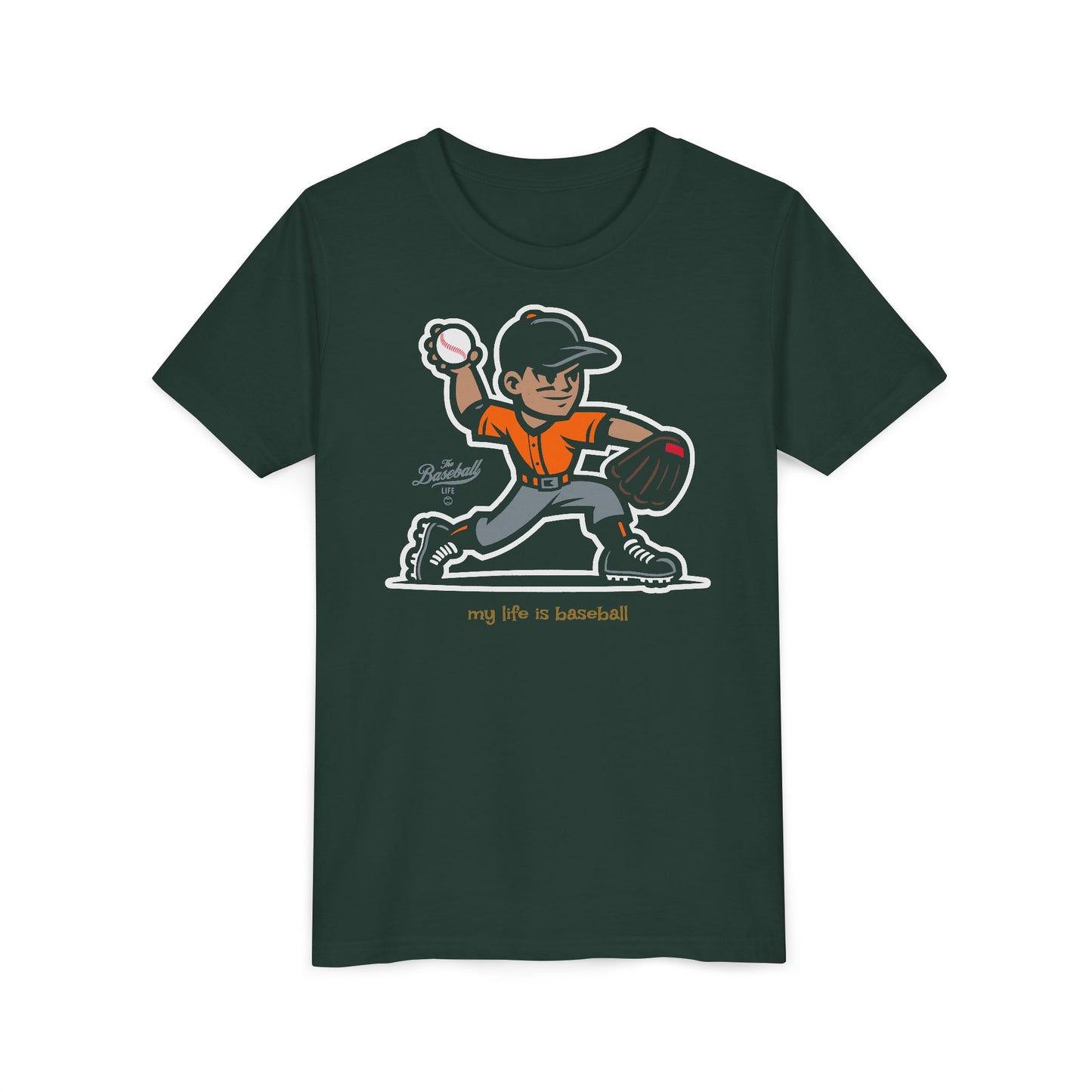 Youth Baseball T-Shirt_My Life is Baseball (Orange)