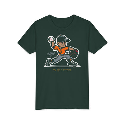 Youth Baseball T-Shirt_My Life is Baseball (Orange)