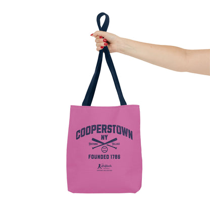 Cooperstown, NY Tote Bag_Bubble Gum w Navy Print