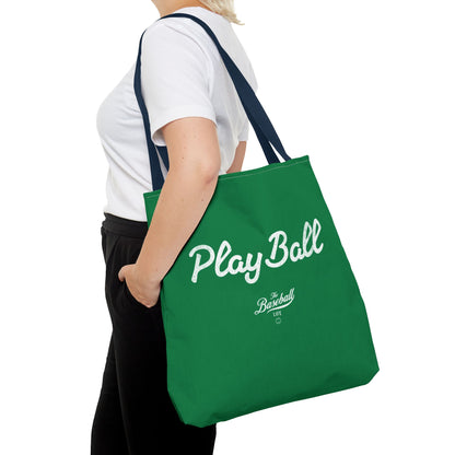 Play Ball Tote Bag_Green with White Print