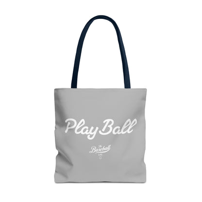 Play Ball Tote Bag_Light Gray with White Print