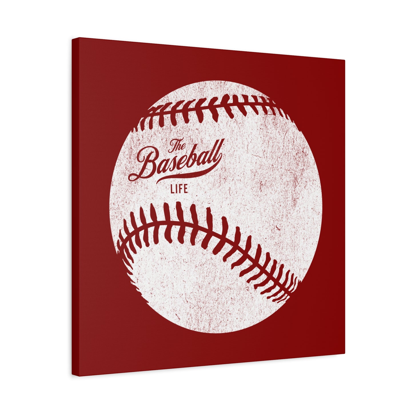 Weathered Baseball Wall Art Canvas_Cardinal Red