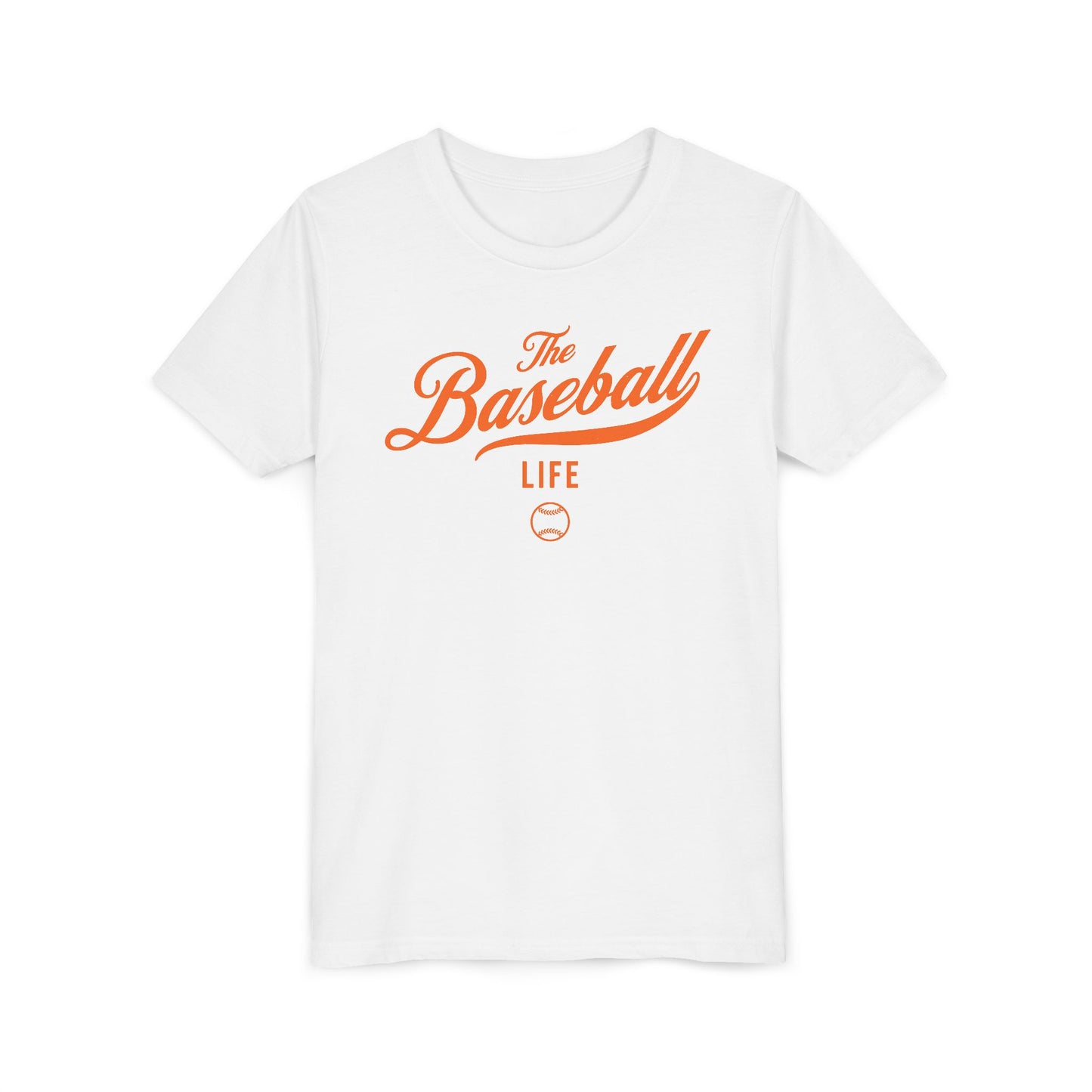 Youth The Baseball Life Classic Script T-Shirt_Orange Print