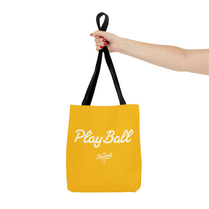 Play Ball Tote Bag_Yellow Gold with White Print