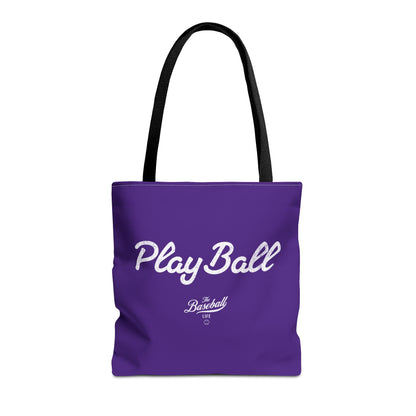 Play Ball Tote Bag_Purple with White Print