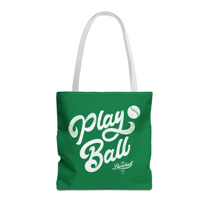 Play Ball Script Tote Bag_Green