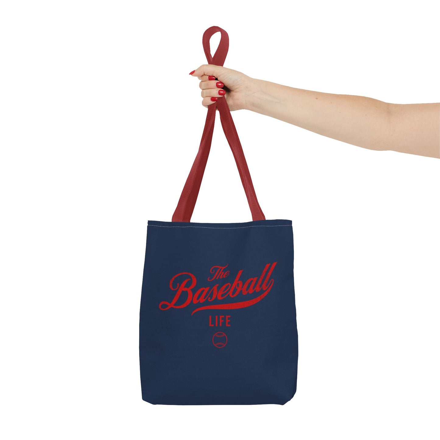 The Baseball Life Tote Bag_Navy w Red Print