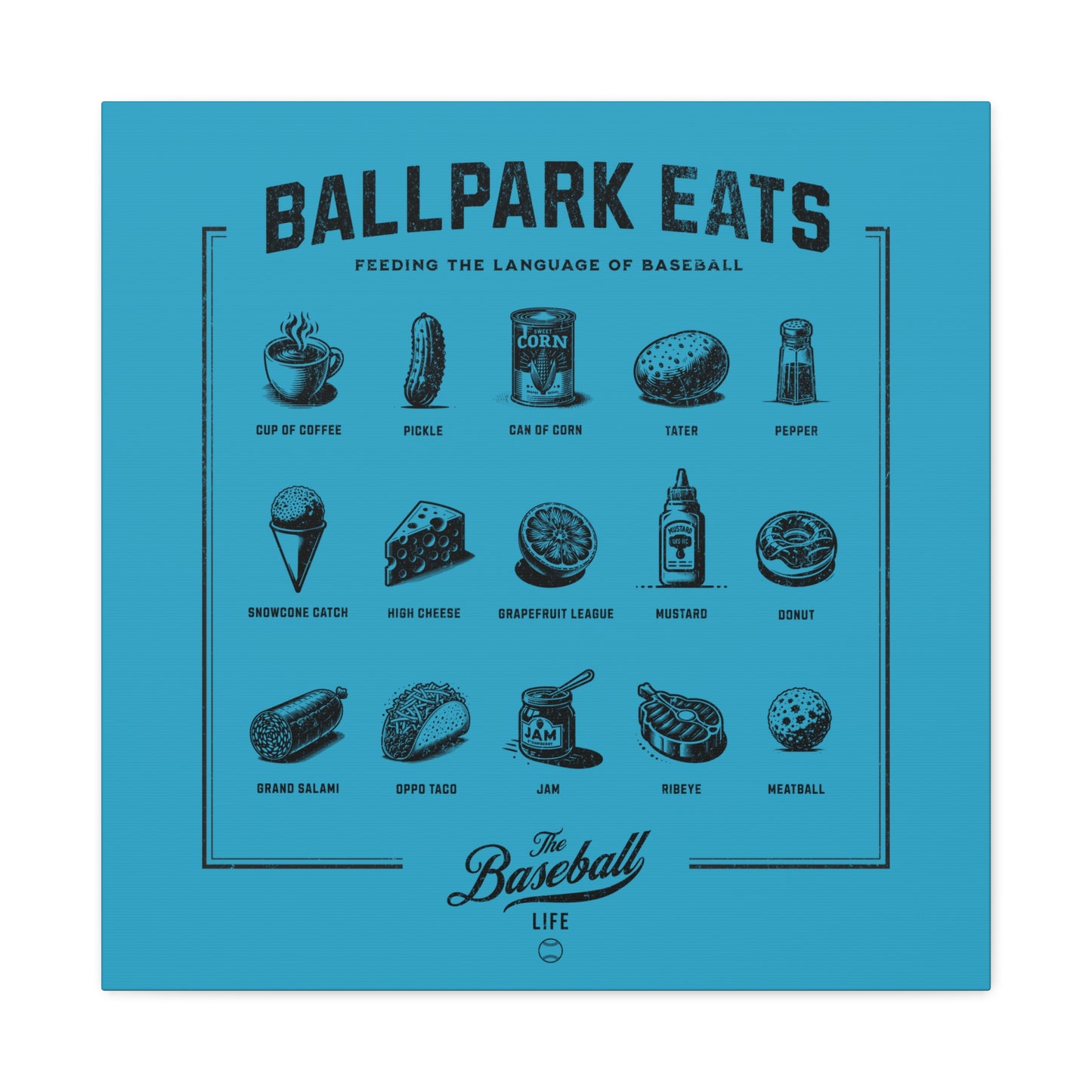Ballpark Eats_Feeding the Language of Baseball Wall Art Canvas_Aqua