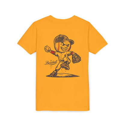 Youth Mr. Baseball Mascot Pitching T-Shirt