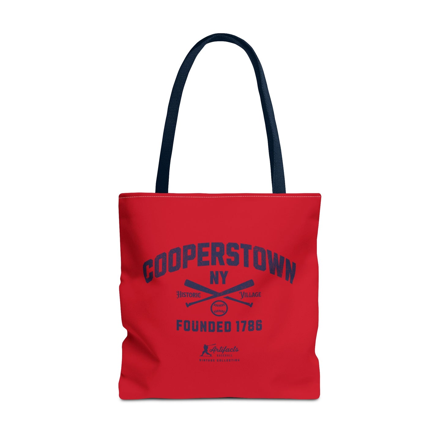 Cooperstown, NY Tote Bag_Red w Navy Print