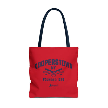 Cooperstown, NY Tote Bag_Red w Navy Print