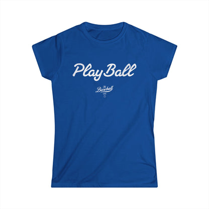 Women's Play Ball Baseball T-Shirt - White Print