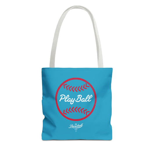 Baseball Icon Play Ball Tote Bag_Turquoise