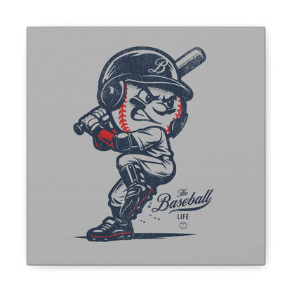 Mr. Baseball Mascot Batting Wall Art Canvas