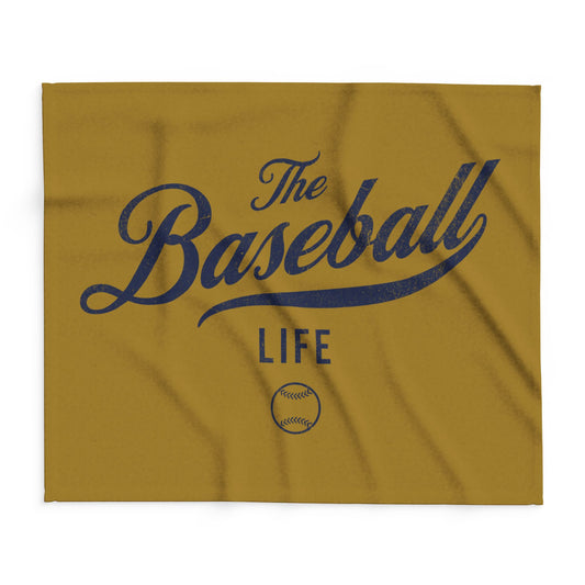Fleece Blanket_Old Gold w Navy Print