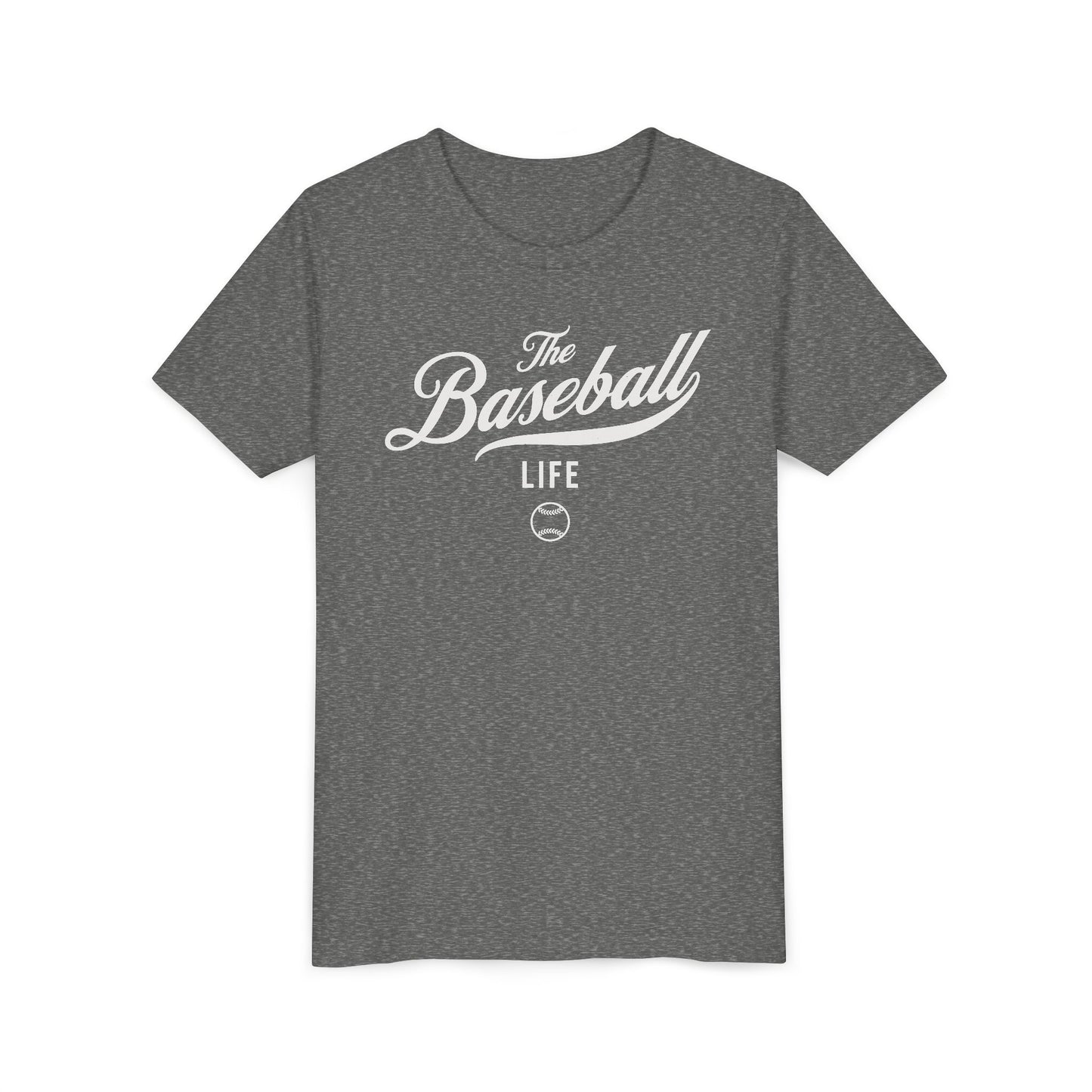 Youth The Baseball Life Classic Script T-Shirt_White Print
