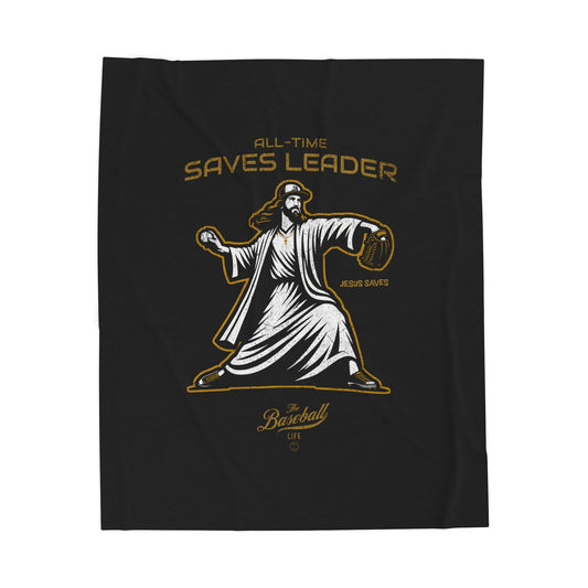 Velveteen Plush Blanket_All-Time Saves Leader_Black