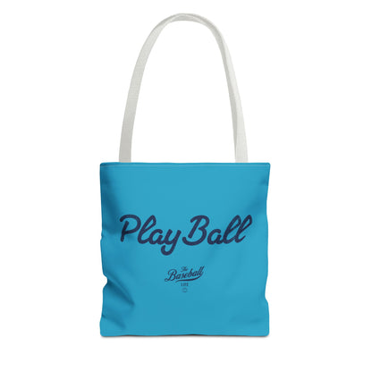 Play Ball Tote Bag_Turquoise with Navy Print