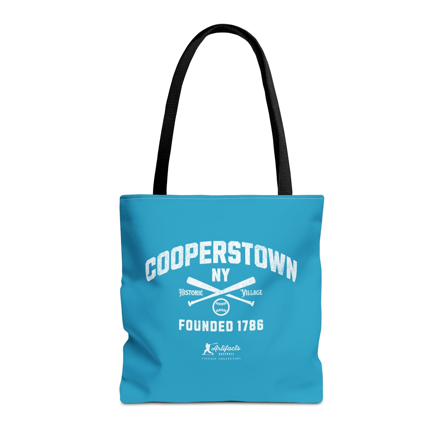 Cooperstown, NY Tote Bag_Turquoise w White Print